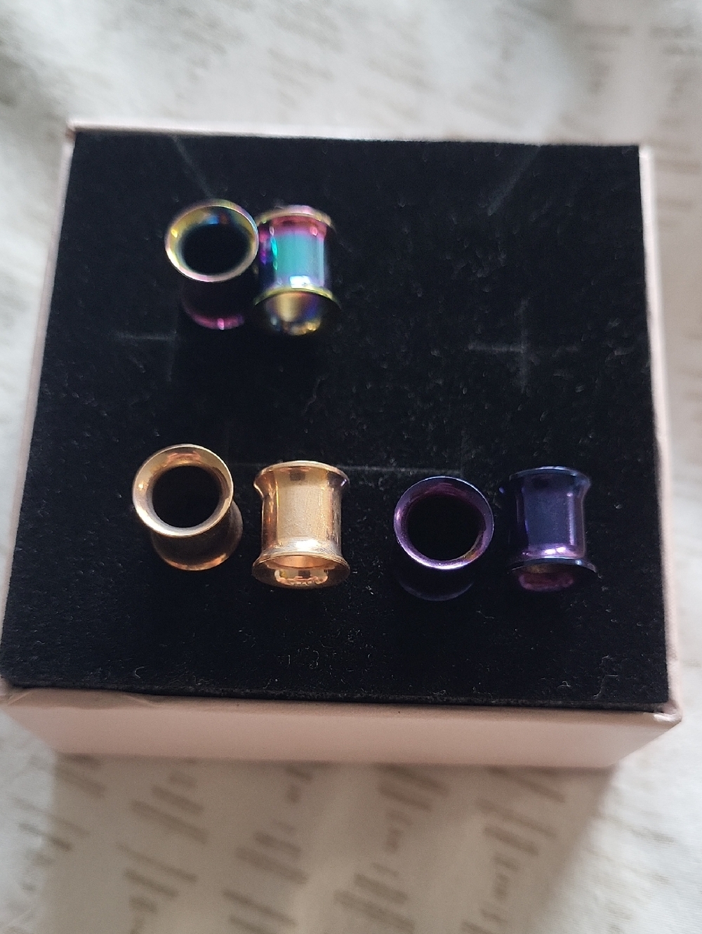 Gold and Purple Ear Tunnels (Lot Of 3) Size 0